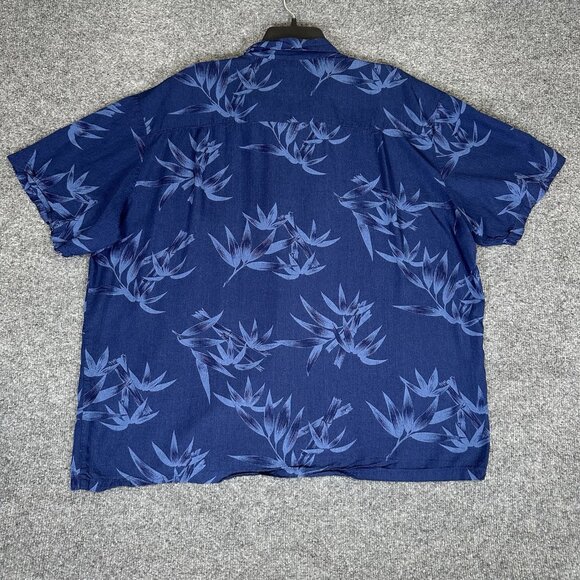 Paradise Found Hawaiian Shirt Men XL Blue Floral Tom Selleck Magnum PI VTG Adult - Picture 5 of 7